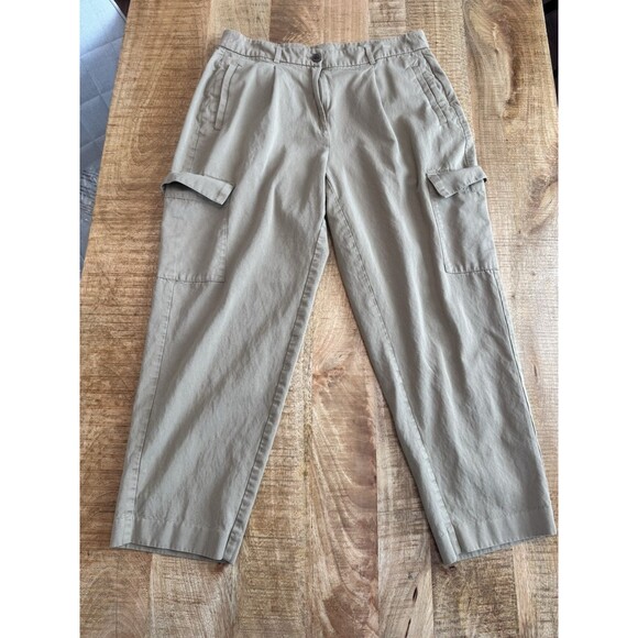 Old Navy Women's Tan Extra High Rise Taylor Straight Trouser Pants Cargo Pockets - Picture 3 of 12